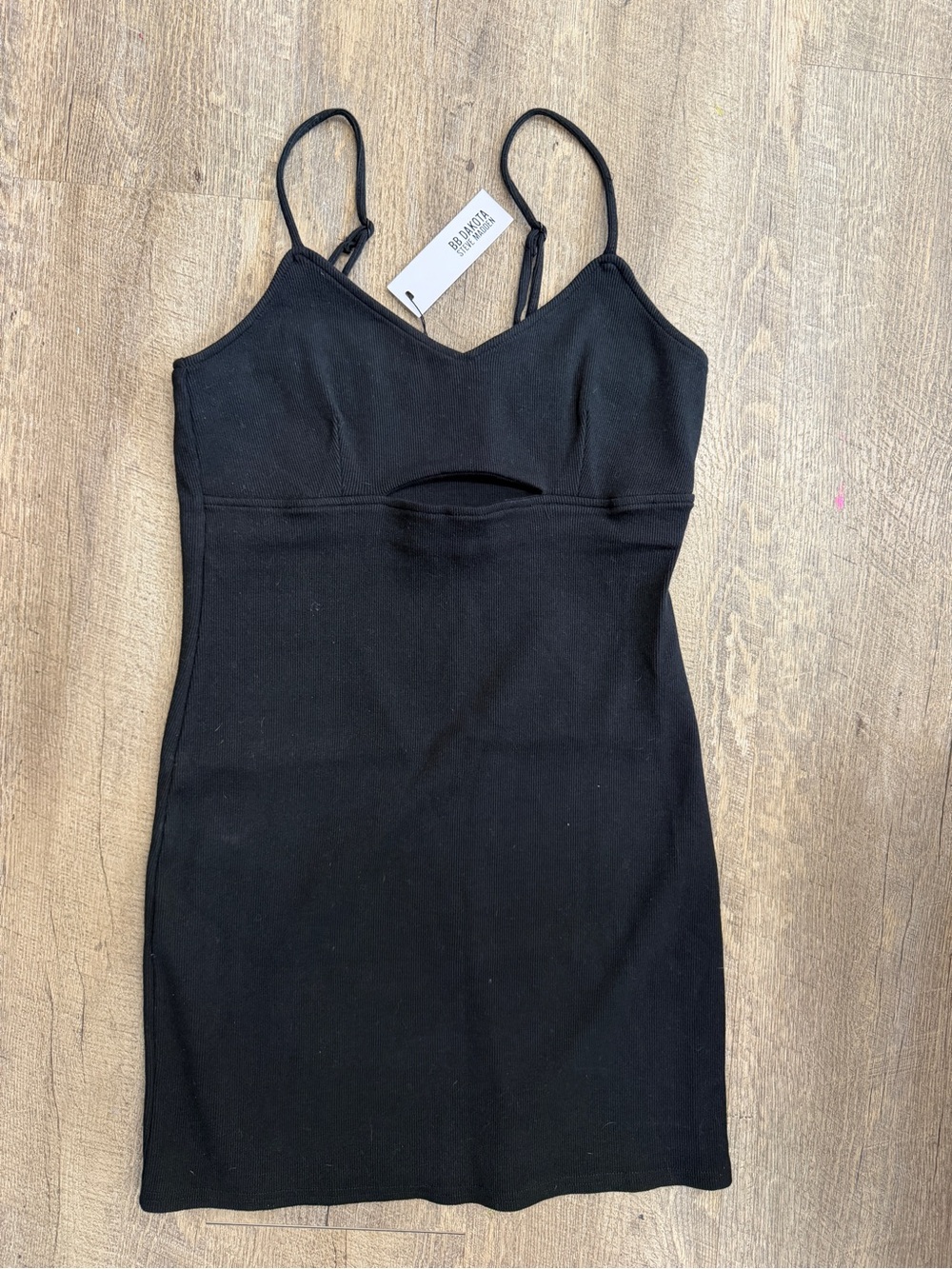 BB Dakota Black Spaghetti-Strap Mini Dress with Front Keyhole